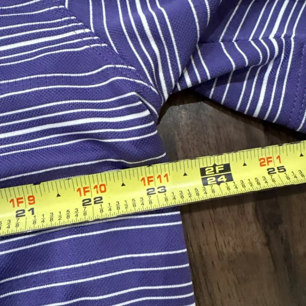 Nike Golf Men's Dri Fit Polo Size XL Purple/White Stripe Short Sleeve